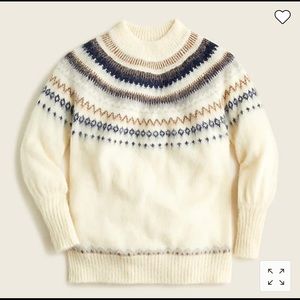 J Crew Fair Isle Yoke Puff sleeve Sweater
